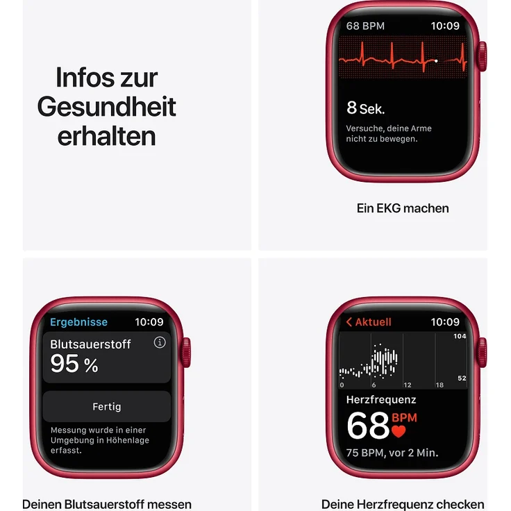 Apple Watch Series 7 Smartwatch GPS, 45mm, Aluminiumgehäuse (PRODUCT) RED, Sportarmband (PRODUCT) RED – Bild 5