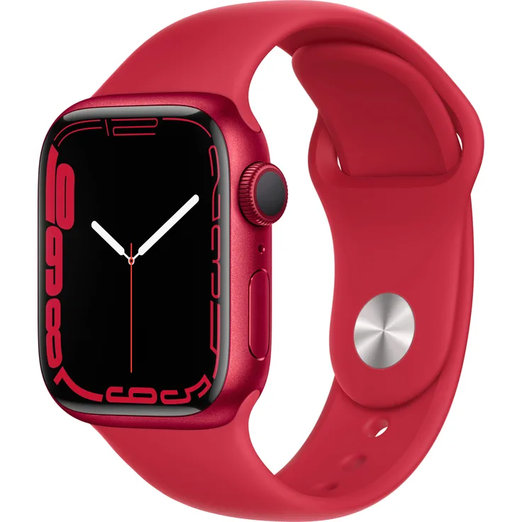 Apple Watch Series 7 Smartwatch GPS, 41mm, Aluminiumgehäuse (PRODUCT) RED, Sportarmband (PRODUCT) RED - Preisvergleich