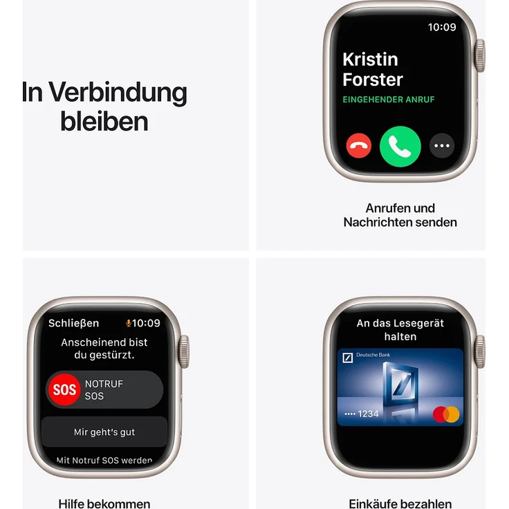 Apple Watch Series 7 Smartwatch GPS, 41mm, Aluminiumgehäuse Polarstern, Sportarmband Polarstern – Bild 7