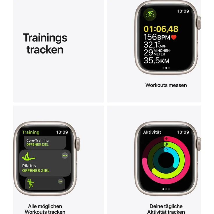 Apple Watch Series 7 Smartwatch GPS, 41mm, Aluminiumgehäuse Polarstern, Sportarmband Polarstern – Bild 6