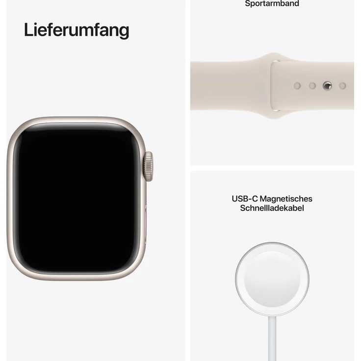 Apple Watch Series 7 Smartwatch GPS, 41mm, Aluminiumgehäuse Polarstern, Sportarmband Polarstern – Bild 9