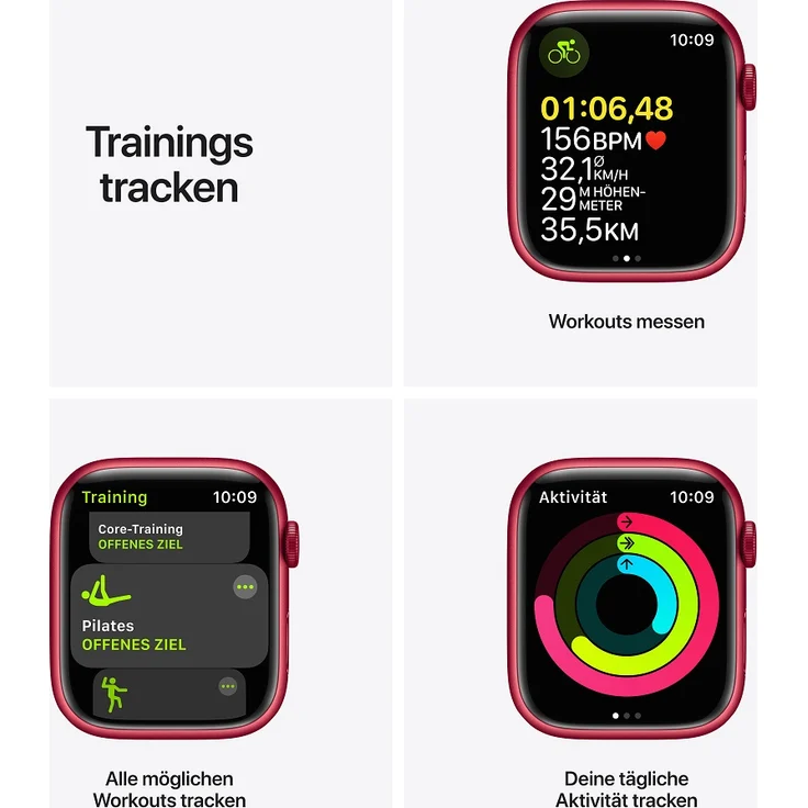 Apple Watch Series 7 Smartwatch GPS, 45mm, Aluminiumgehäuse (PRODUCT) RED, Sportarmband (PRODUCT) RED – Bild 6