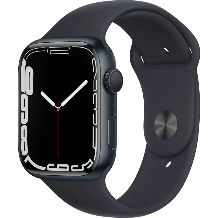 Apple Watch Series 7 Smartwatch GPS, 45mm, Aluminiumgehäuse Mitternacht, Sportarmband Mitternacht – Bild 1