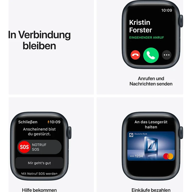 Apple Watch Series 7 Smartwatch GPS, 41mm, Aluminiumgehäuse Mitternacht, Sportarmband Mitternacht – Bild 7