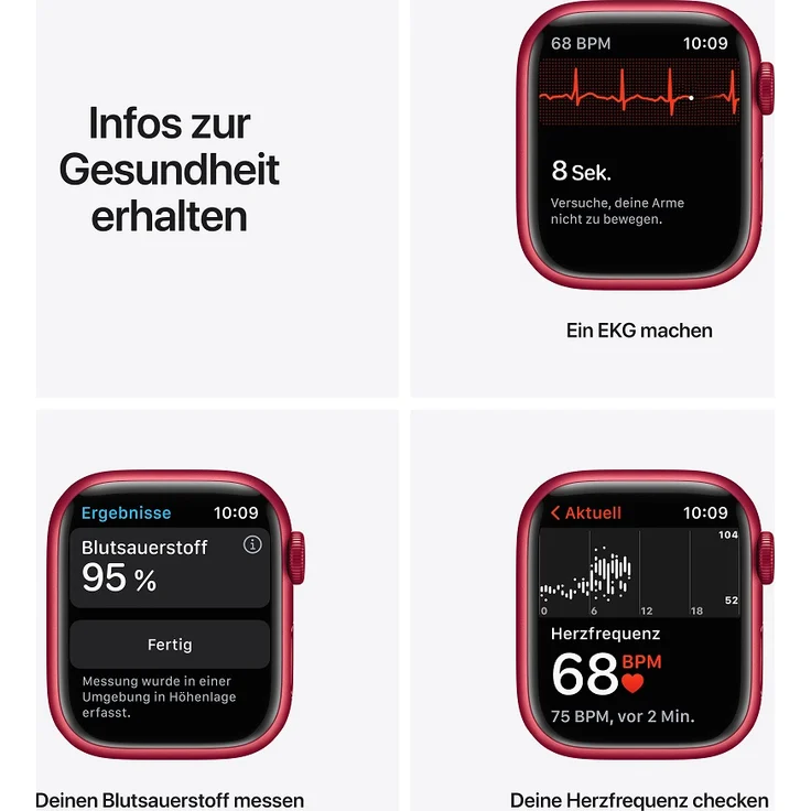 Apple Watch Series 7 Smartwatch GPS, 41mm, Aluminiumgehäuse (PRODUCT) RED, Sportarmband (PRODUCT) RED - Preisvergleich – Bild 5