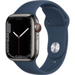 Apple Watch Series 7 Smartwatch GPS + Cellular, 41mm, Edelstahlgehäuse Graphite, Sportarmband Abyss Blue