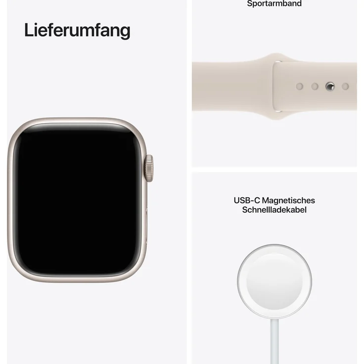 Apple Watch Series 7 Smartwatch GPS + Cellular, 45mm, Edelstahlgehäuse Silber, Sportarmband Polarstern – Bild 9
