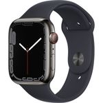 Apple Watch Series 7 Smartwatch GPS + Cellular, 45mm, Edelstahlgehäuse Graphite, Sportarmband Mitternacht (MNAX3FD/A)