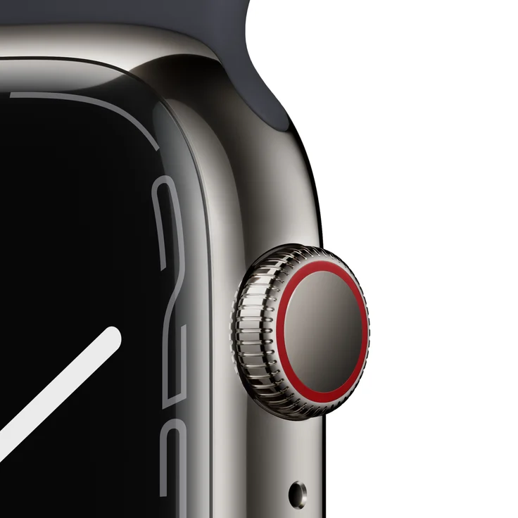 Apple Watch Series 7 Smartwatch GPS + Cellular, 45mm, Edelstahlgehäuse Graphite, Sportarmband Mitternacht (MNAX3FD/A) – Bild 3