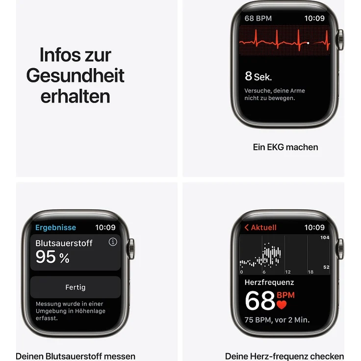 Apple Watch Series 7 Smartwatch GPS + Cellular, 45mm, Edelstahlgehäuse Graphite, Sportarmband Mitternacht (MNAX3FD/A) – Bild 5