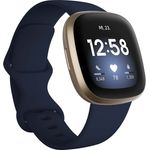 Fitbit Versa 3 Smartwatch GPS, Unisex, S/L, Aluminiumgehäuse, Softgold/Nachtblau