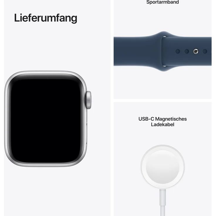 Apple Watch SE 2020 (1. Generation) Smartwatch GPS, 40mm, Aluminiumgehäuse Silber, Sportarmband Abyssblau – Bild 8