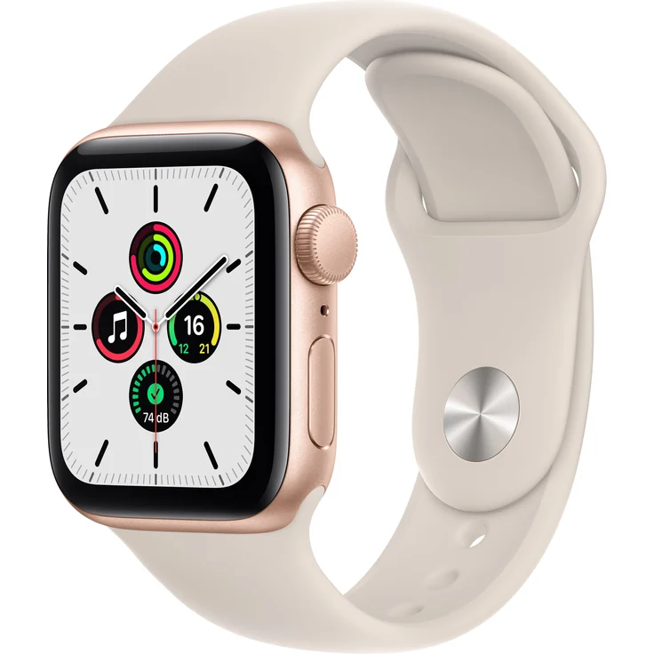Apple Watch SE 2020 (1. Generation) Smartwatch GPS, 40mm, Aluminiumgehäuse Gold, Sportarmband Polarstern - Preisvergleich – Bild 1