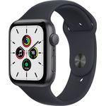 Apple Watch SE 2020 (1. Generation) Smartwatch GPS, 44mm, Aluminiumgehäuse Space Grau, Sportarmband Mitternacht