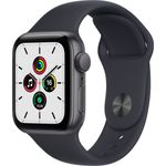 Apple Watch SE 2020 (1. Generation) Smartwatch GPS, 40mm, Aluminiumgehäuse Space Grau, Sportarmband Mitternacht