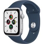 Apple Watch SE 2020 (1. Generation) Smartwatch GPS, 44mm, Aluminiumgehäuse Silber, Sportarmband Abyssblau