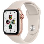 Apple Watch SE 2020 (1. Generation) Smartwatch GPS + Cellular, 40mm, Aluminiumgehäuse Gold, Sportarmband Polarstern
