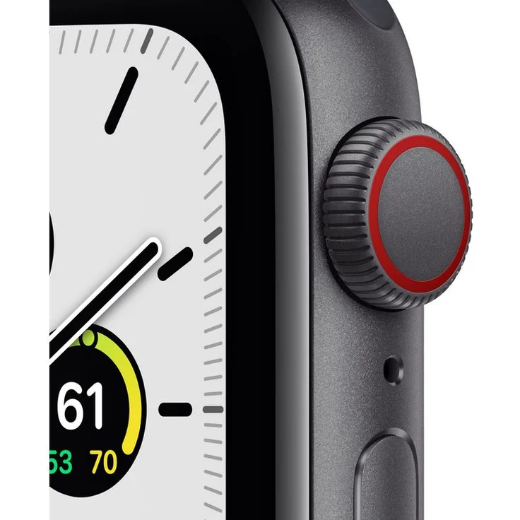 Apple Watch SE 2020 (1. Generation) Smartwatch GPS + Cellular, 40mm, Aluminiumgehäuse Space Grau, Sportarmband Schwarz – Bild 2