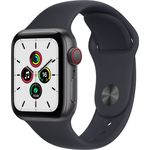 Apple Watch SE 2020 (1. Generation) Smartwatch GPS + Cellular, 40mm, Aluminiumgehäuse Space Grau, Sportarmband Mitternacht