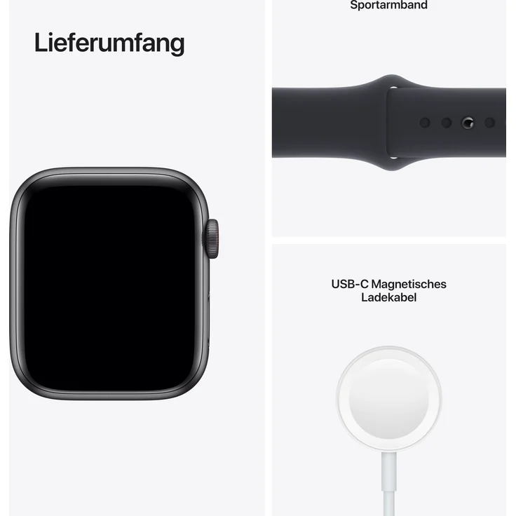 Apple Watch SE 2020 (1. Generation) Smartwatch GPS + Cellular, 44mm, Aluminiumgehäuse Space Grau, Sportarmband Mitternacht – Bild 8