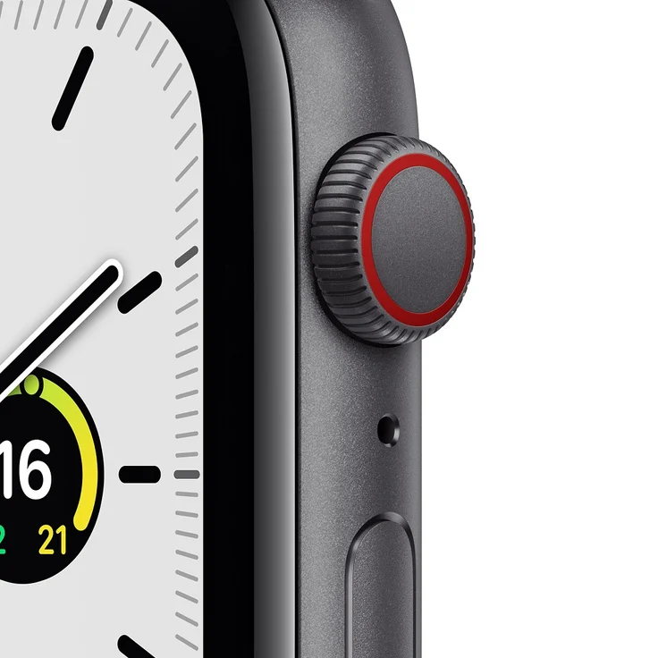 Apple Watch SE 2020 (1. Generation) Smartwatch GPS + Cellular, 44mm, Aluminiumgehäuse Space Grau, Sportarmband Mitternacht – Bild 2