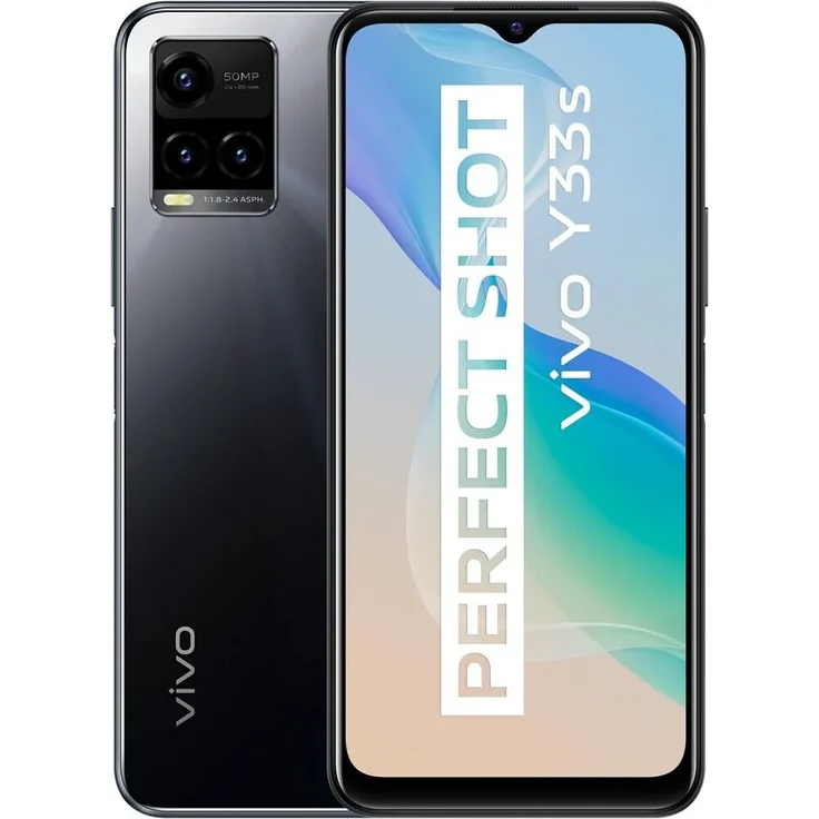 Vivo Y33s Smartphone 16,71cm (6,58 Zoll) LCD-Display, 128GB interner Speicher, 8GB RAM, Dual-SIM, Android 11, Mirror Black
