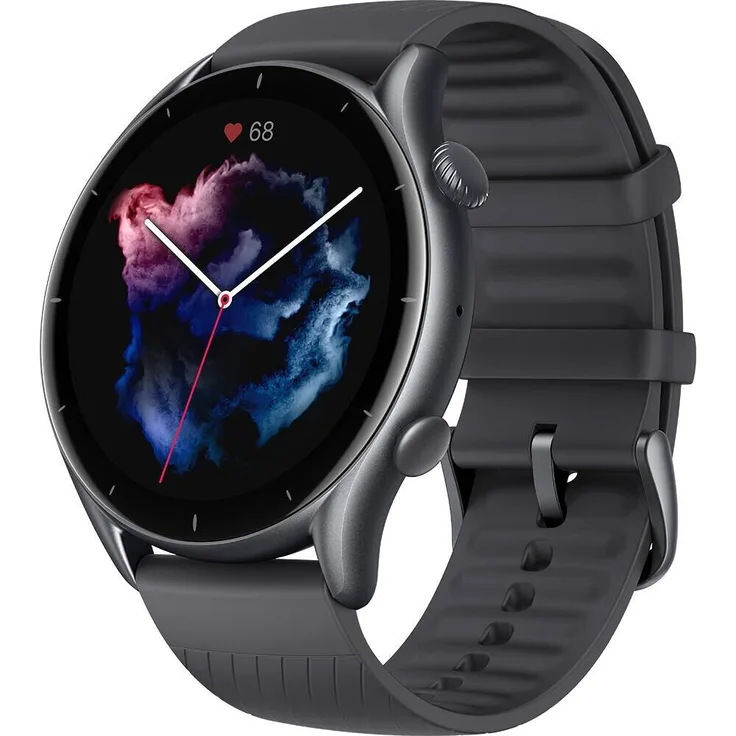 Amazfit GTR 3 Smartwatch Unisex, Aluminiumgehäuse, Silikonarmband, Thunder Black