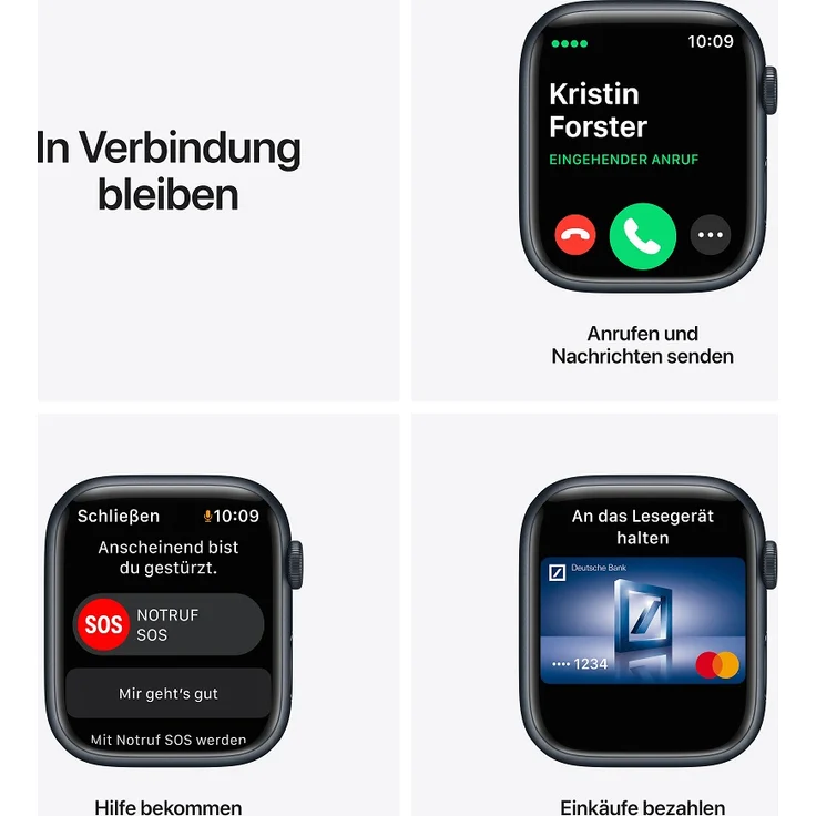 Apple Watch Series 7 Smartwatch GPS + Cellular, 45mm, Aluminiumgehäuse Mitternacht, Sportarmband Mitternacht – Bild 7