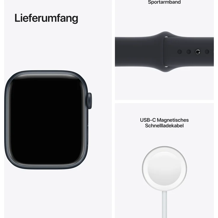 Apple Watch Series 7 Smartwatch GPS + Cellular, 45mm, Aluminiumgehäuse Mitternacht, Sportarmband Mitternacht – Bild 9