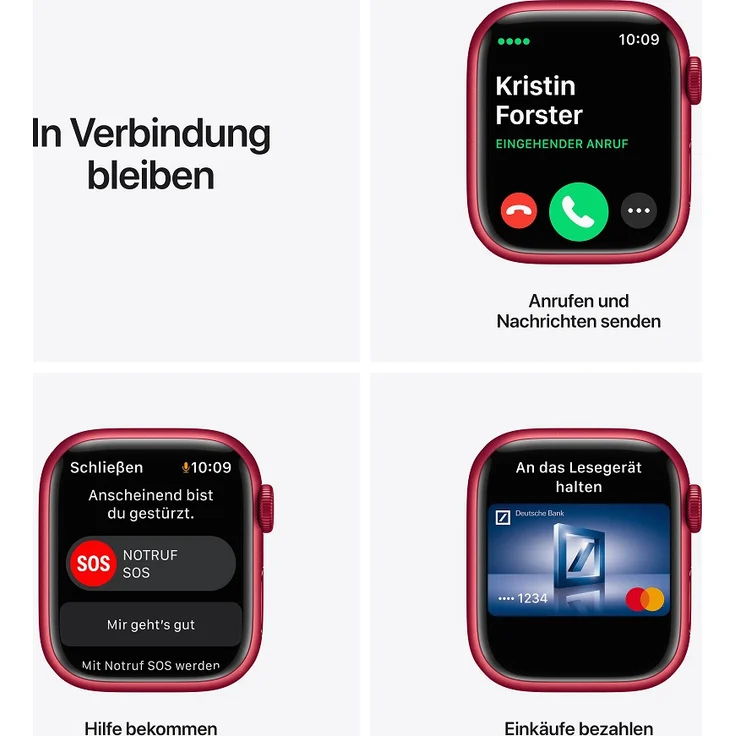 Apple Watch Series 7 Smartwatch GPS + Cellular, 41mm, Aluminiumgehäuse Rot, Sportarmband Rot – Bild 7