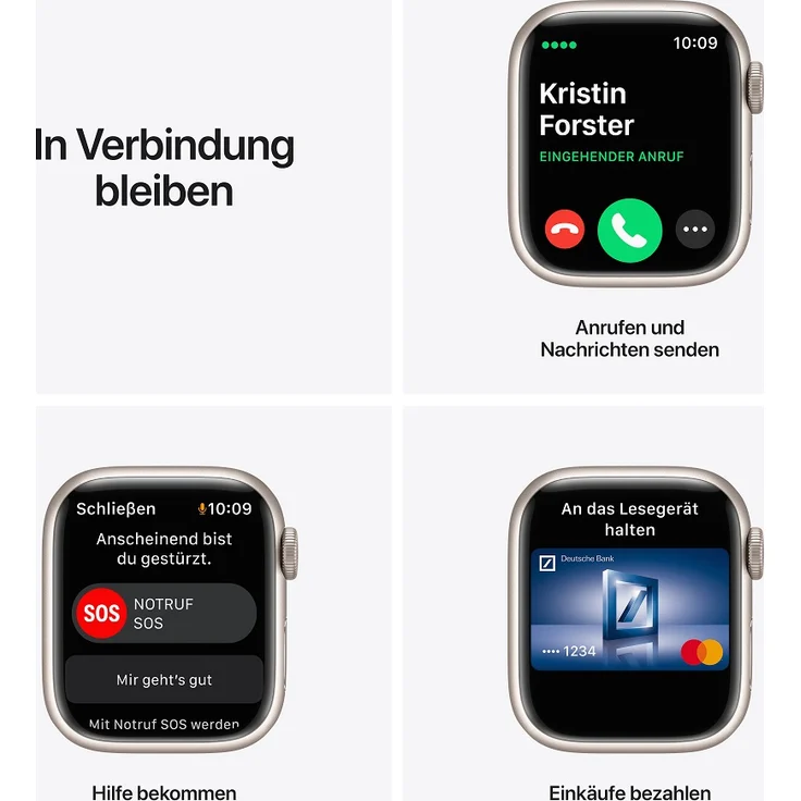 Apple Watch Series 7 Smartwatch GPS + Cellular, 41mm, Aluminiumgehäuse Polarstern, Sportarmband Polarstern – Bild 7