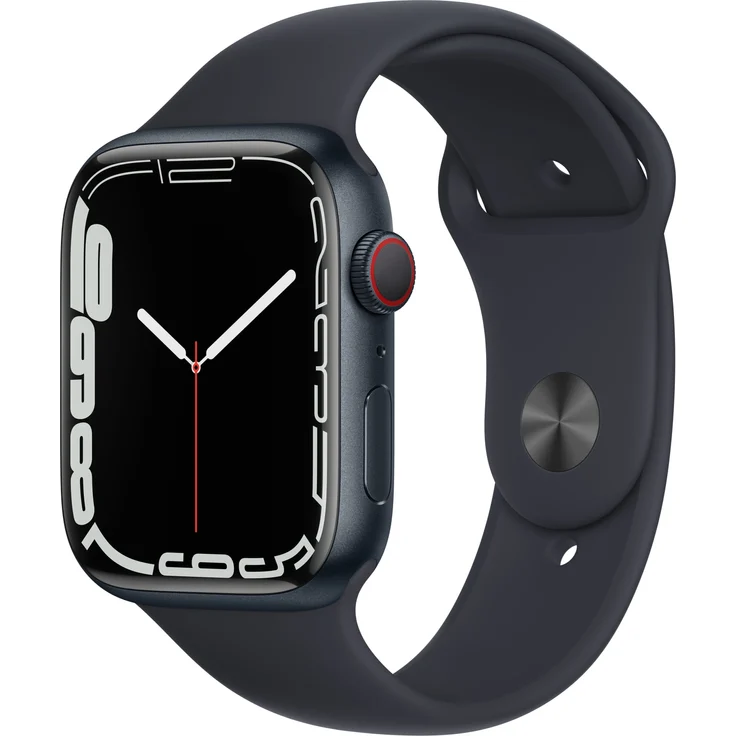 Apple Watch Series 7 Smartwatch GPS + Cellular, 45mm, Aluminiumgehäuse Mitternacht, Sportarmband Mitternacht – Bild 1