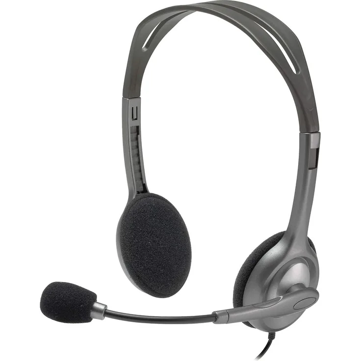 Logitech H110 Kopfhörer mit Mikrofon, Stereo-Headset, Verstellbares Mikrofon mit Rauschunterdrückung, Verstellbarer Kopfbügel, Audio-Mikrofon Dualanschluss mit zwei 3,5mm Klinken, PC/Mac/Laptop