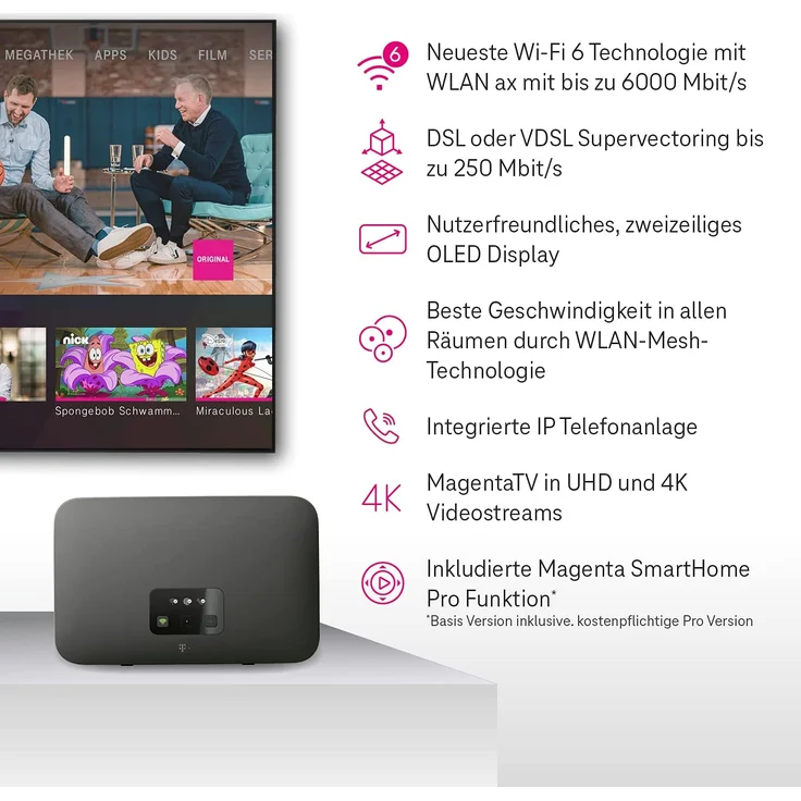 Telekom Speedport Smart 4, Wi-Fi 6 mit bis zu 6000 Mbit/s, WLAN-Mesh-Technologie & Magenta SmartHome Basis integriert, Schwarz – Bild 6