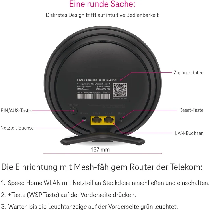 Telekom Speed Home WLAN Repeater bis 4,8 Gbit/s Wi-Fi 6 Mesh LAN Schwarz – Bild 3