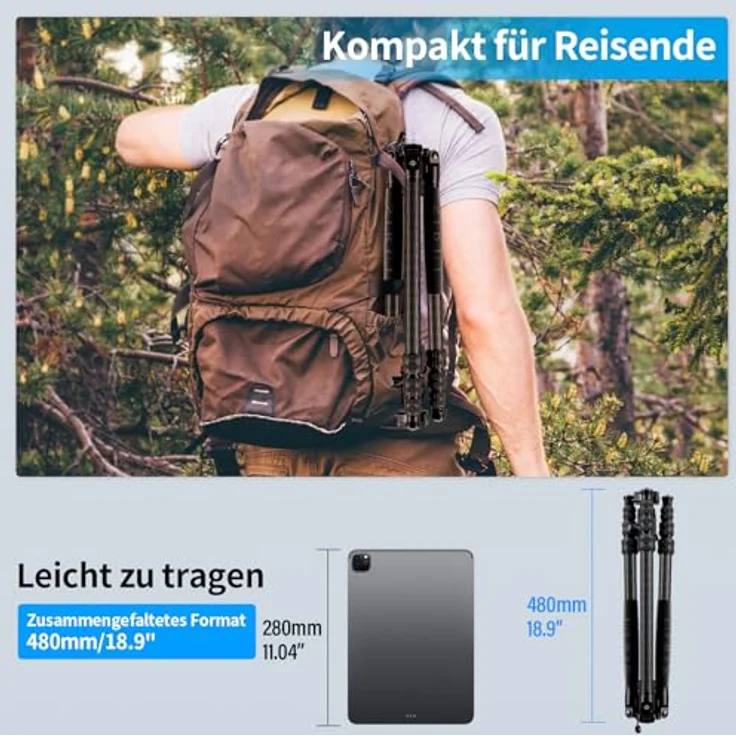 SIRUI Traveler 7C - Drei-/ Einbeinstativ Carbon mit Kugelkopf – Bild 4