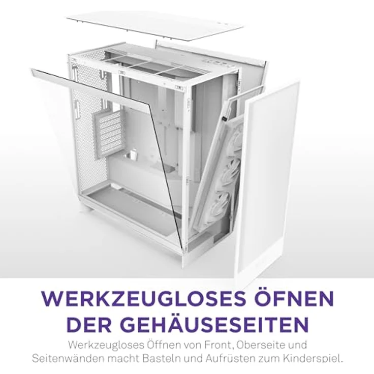 NZXT H7 Flow RGB (2024) Mid-Tower White (ATX), PC Gehäuse, Weiss – Bild 9