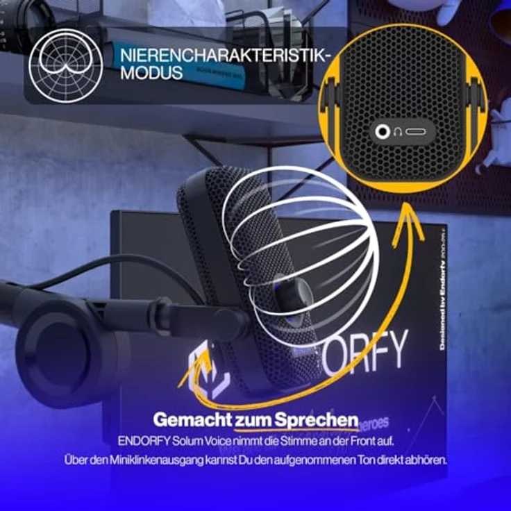 ENDORFY Solum Voice Gaming Mikrofon PC, Podcast & Streaming, USB Plug & Play, RGB-Beleuchtung, Tap-to-Mute-Button, GAIN-Regler, Nierencharakteristik, Schwarz – Bild 4
