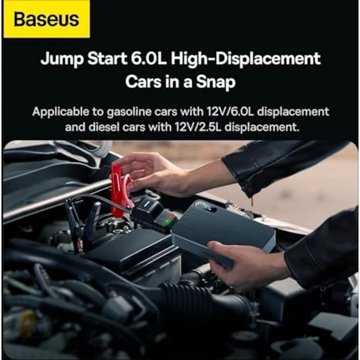 Baseus Super Energy Pro+ Powerbank Jump Starter 1200A - black (12000 mAh), Powerbank, Schwarz – Bild 4