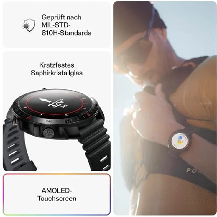 Polar Grit X2 Pro H10 Bundle, Sportuhr + Smartwatch, 48.60 mm, Edelstahl, S, L, Militärqualität, Dual-Frequenz-GPS, AMOLED-Touchscreen – Bild 3