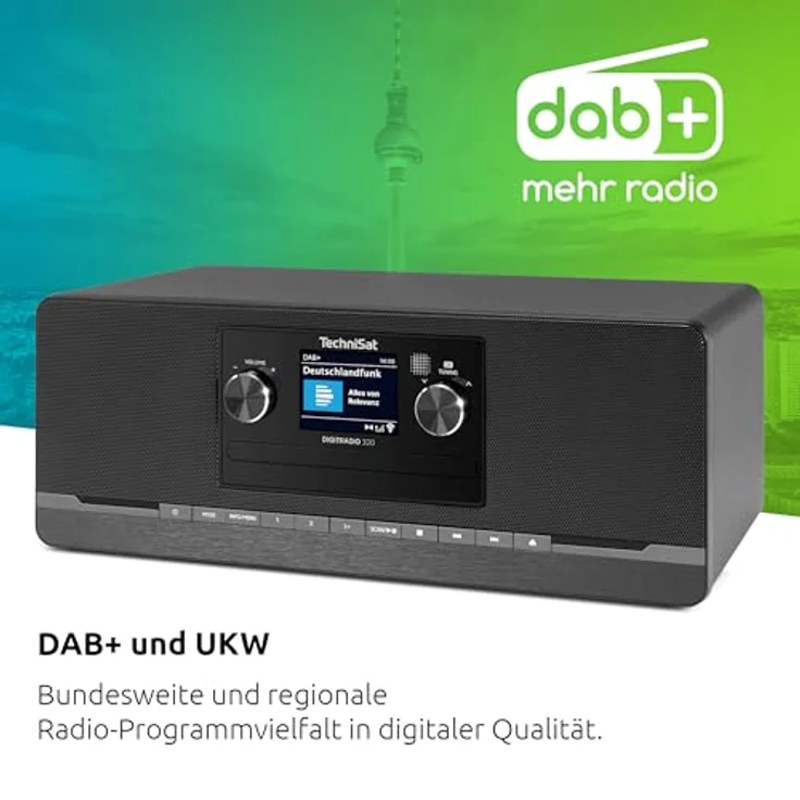 TechniSat DIGITRADIO 320 – Stereo Digitalradio mit DAB+ & UKW, CD-Player, Bluetooth, USB, 10W RMS, TFT-Farbdisplay, Wecker und Sleeptimer, Schwarz – Bild 3