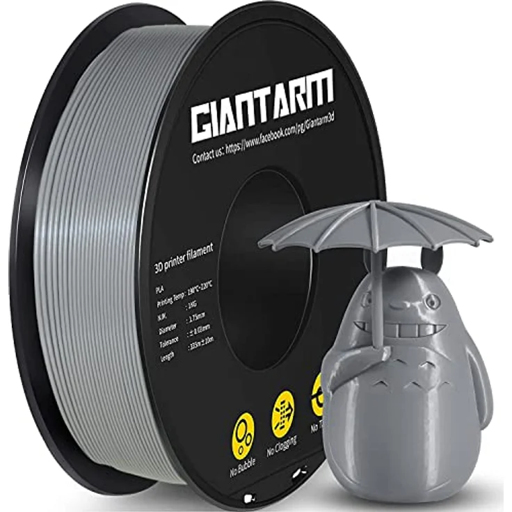 GIANTARM PLA Filament 1.75mm, 1kg 3D Druckmaterial, Grau, Maßgenauigkeit +/- 0,02mm, umweltfreundlich – Bild 1