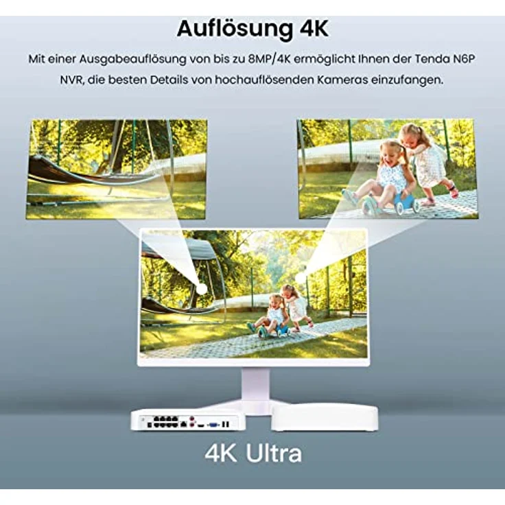 Tenda N6P-8H, 4K PoE NVR Überwachungssystem Rekorder, 8CH, 250m Langstreckenübertragung, H.265+, Plug und Play, HDD- und Cloud-Speicher bis 10TB, 4KV Blitzschutz, APP Fernüberwachung – Bild 4