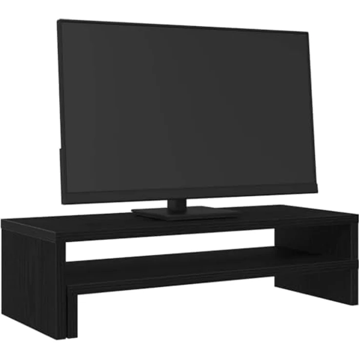 vidaXL Monitorständer Eichen-Optik, Holzwerkstoff, Monitorerhöhung mit Stauraum, Schwarz, 54x22x15 cm – Bild 4