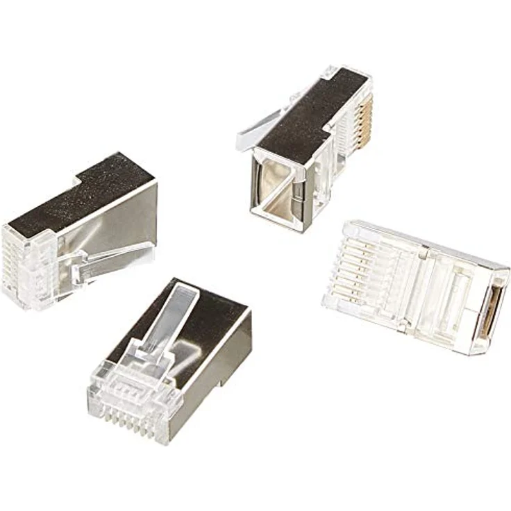 LogiLink RJ45 Stecker für Rundkabel, Kat.5e, geschirmt Modularstecker 8P8C für Rundkabel, vergoldete Kontakte, in Polybag beinhaltet: 100 Stück (MP0003) – Bild 4