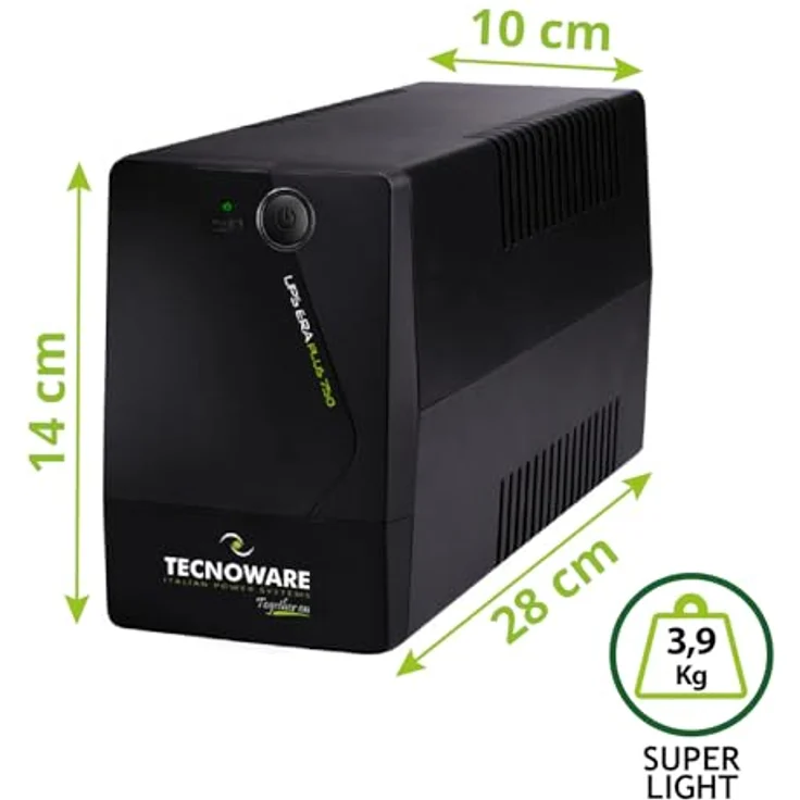 Tecnoware ERA Plus 750 Unterbrechungsfreie Stromversorgung (UPS) 750 VA 2 AC-Ausgänge Line-Interaktiv - Unterbrechungsfreie Stromversorgungen (USP) (750 VA, 525 W, 50-60 Hz, 5%, Typ F, 2 AC-Ausgänge) – Bild 3