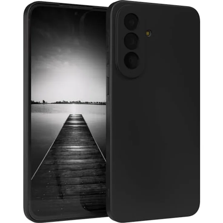 EAZY CASE Silikonhülle für Galaxy A57, stoßfeste Schutzhülle mit Kameraschutz, mattschwarz, dünn und kratzresistent, kompatibel mit kabellosem Laden