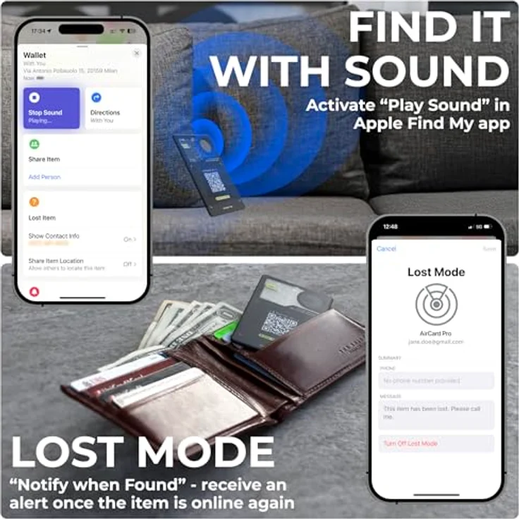 Rolling Square AirCard Pro – Ultradünner Bluetooth Tracker mit Digitaler ID, Kabellosem Laden und Lautem Alarm, kompatibel mit Apple Find My – Bild 5