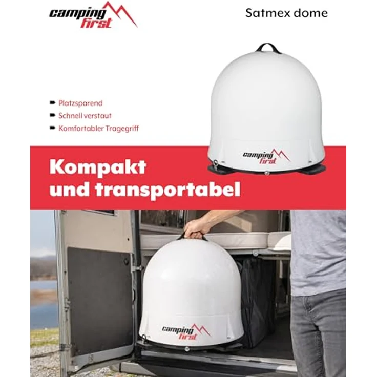 Camping First Satmex Dome, vollautomatische Satellitenantenne für mobilen TV-Empfang, robuste Kunststoffkuppel, selbstjustierend auf Astra 19,2° Ost – Bild 6