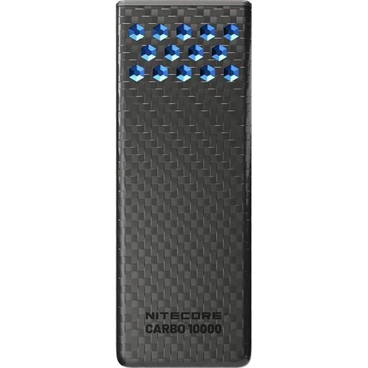 Nitecore CARBO 10000 G2, Powerbank 10000 mAh mit LED-Anzeige, Carbon-Look, blau